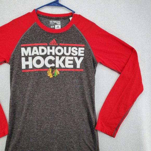 CHICAGO BLACKHAWKS Shirt Men’s Long Sleeve Crew Neck Tee Gray Small - Picture 5 of 12